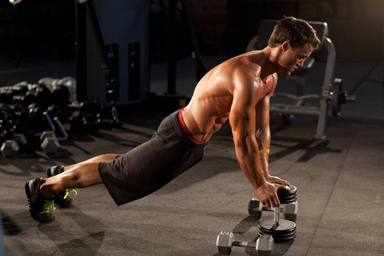 Close-Grip Push Up off of a Dumbbell