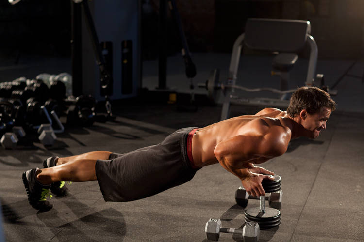 Close-Grip Push Up off of a Dumbbell