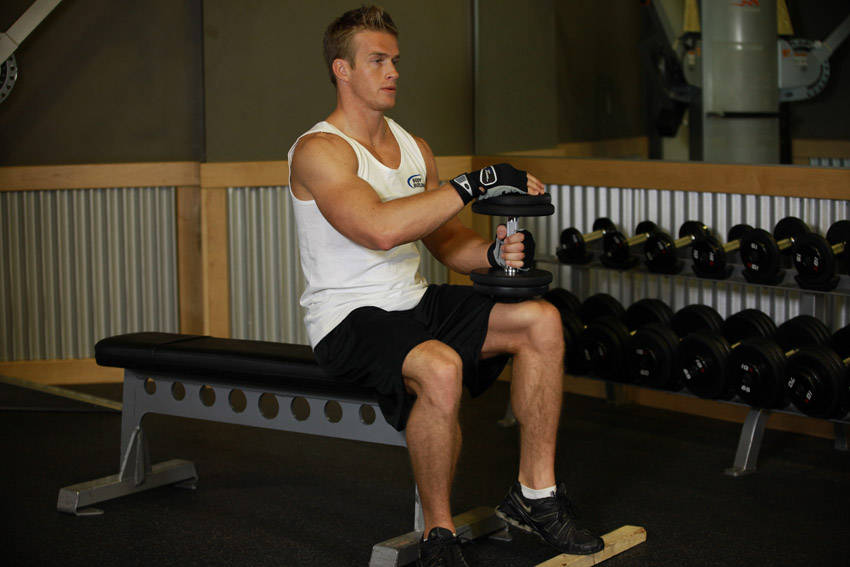 Dumbbell Seated One-Leg Calf Raise