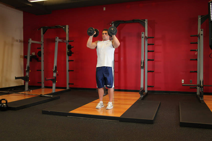 Standing Palms-In Dumbbell Press